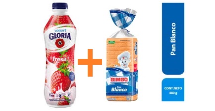 Yogurt Gloria 1L + Pan de molde Bimbo